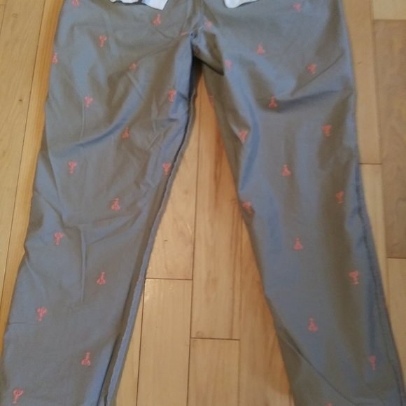 new Old Navy khaki Grayish pants with pink lobsters embroidered size 10 tall - Picture 7 of 15